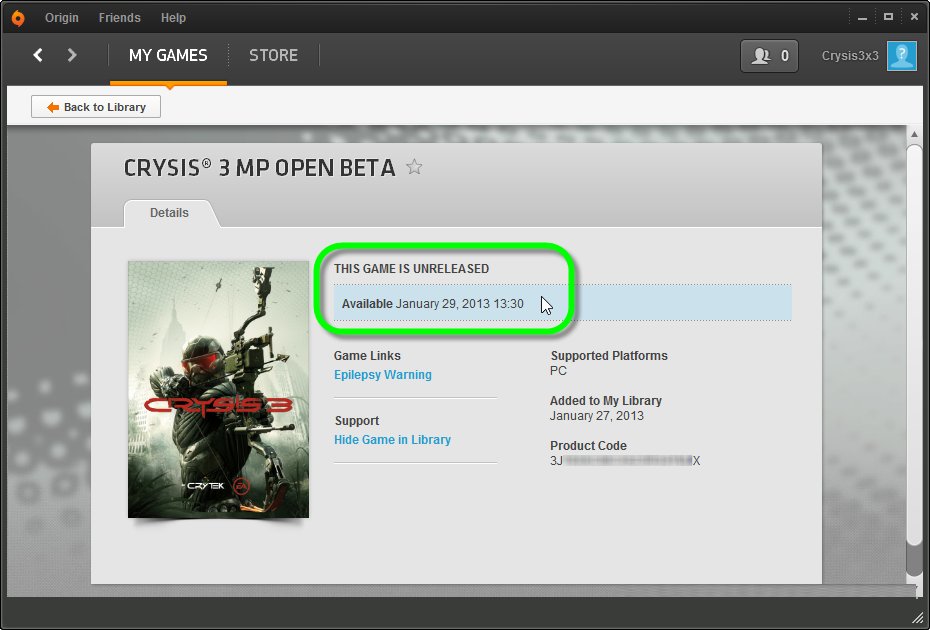 Genuine Crysis 3 Beta Key